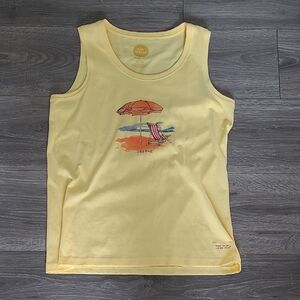 Life Is Good Yellow Graphic Tank Top Size Small